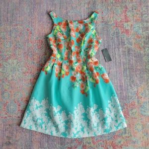 Donna Ricco Floral Aqua Dress